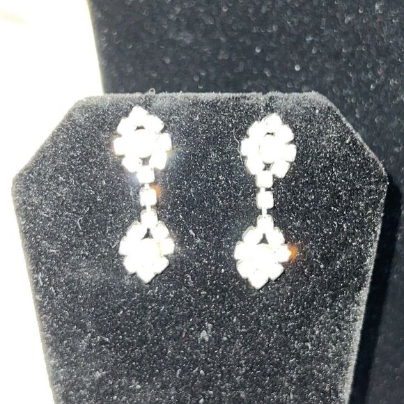 Vintage Rhinestone￼ & Pearl Crystal Chunky Statement Necklace W/ Earring’s - Picture 8 of 9